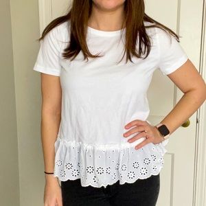J Crew eyelet hem T-shirt